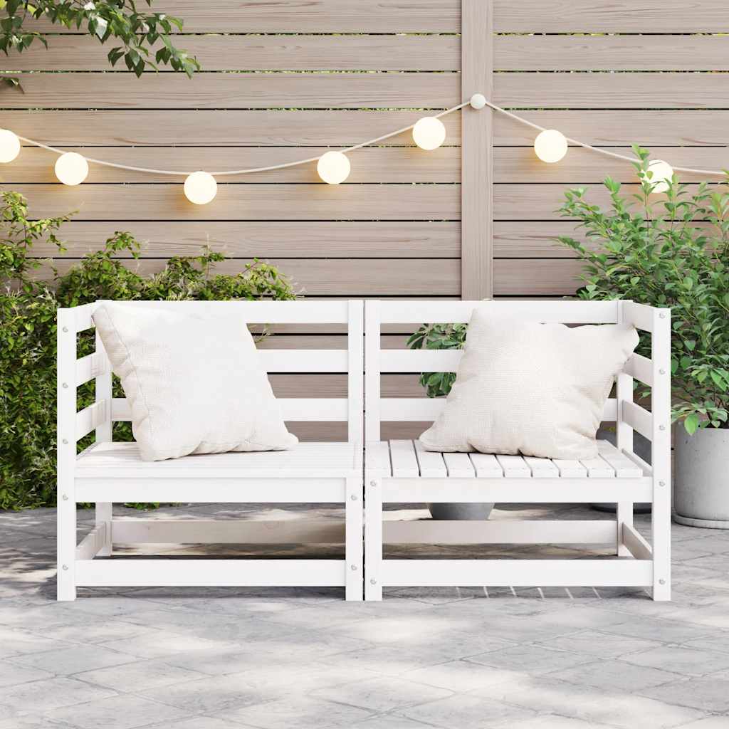 Garden Corner Sofas 2 pcs White Solid Wood Pine